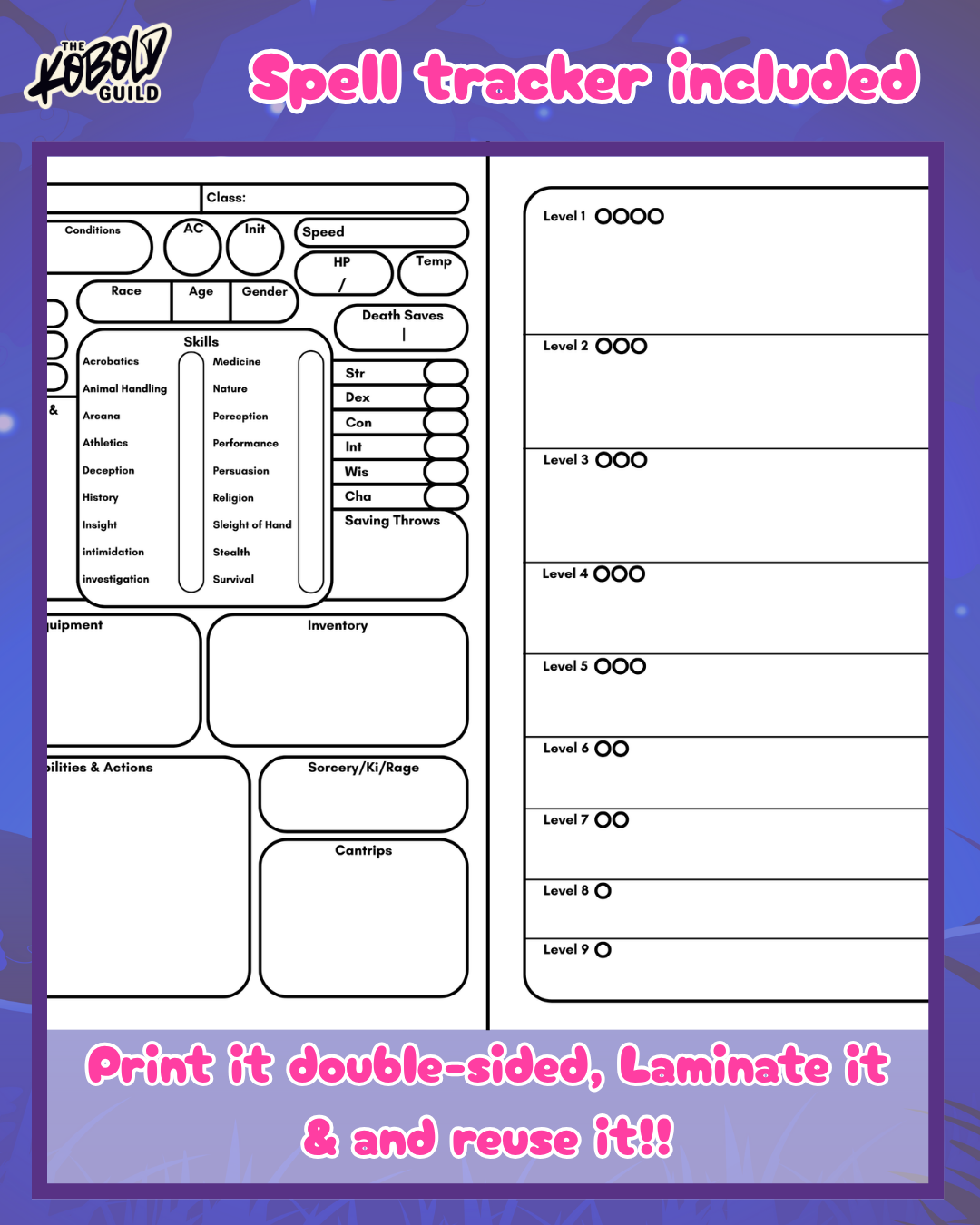 Printable Simple D&D Character Sheet