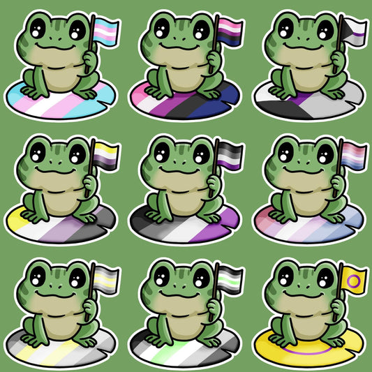 LGBTQIA+ Frog Army Emotes (18 Pride PNGs)
