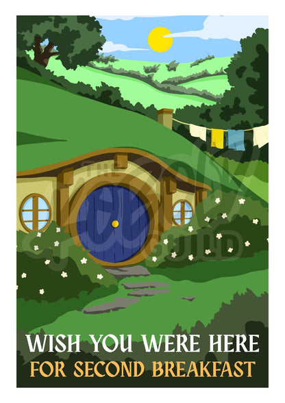 “Wish You Were Here for Second Breakfast” Hobbit-Inspired Art Print