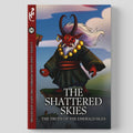 A single book or comic-style cover shown upright on a light gray background. The cover features illustrated fantasy artwork of a horned red creature in dark robes, with the title text 'THE SHATTERED SKIES' and smaller text 'THE TRUTH OF THE EMERALD ISLES.